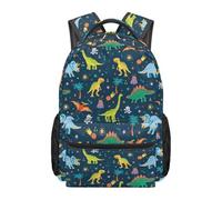 HUGS IDEA Cartoon Dinosaurs Schoolbag for Children Large Capacity Backpack for Boys 17 Inch Multi-Compartment Rucksack for Elementary Students Bookbag for School Travel Hiking