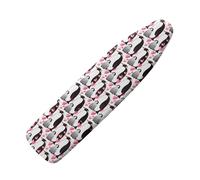 HUGS IDEA Cartoon Penguin Ironing Board Cover with Elastics Edges Adjustable Strap, Heat Reflective Cover for Ironing Board Prtoector Cover