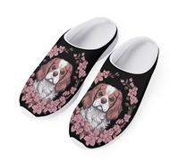 HUGS IDEA Cavalier King Charles Spaniels Cherry Blossom Print Unisex Garden Clogs Slippers Water Sandals Shower Beach Shoes Lightweight Walking Shoes