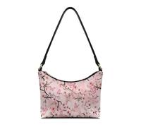 HUGS IDEA Cherry Blossom Women Shoulder Bag Pink Underarm Purse for Lady Stylish Shoulder Purse with Zipper Closure Large Capacity Tote Handbag Top Handle Handbag Trendy Hobo Bag