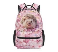 HUGS IDEA Cherry Hedgehog Backpack for Children Large Capacity Rucksack with Laptop Pocket for Girls 17 Inch Water-Resistant School Bags for Elementary Students Daypack