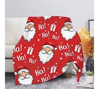 HUGS IDEA Christmas Fleece Blanket Throw, Plush Throw Blanket for Sofa Couch, Funny Xmas Santa Claus Print Lightweight Soft Fleece Blanket