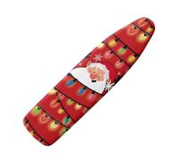 HUGS IDEA Christmas Lights Santa Claus Ironing Board Cover, 52" x 13" Stretchy Fabric Ironing Board Protector Cover with Elastic Edges Replacement Accessories