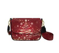 HUGS IDEA Christmas Tree Crossbody Handbag for Women Xmas Leather Shoulder Purse with Wide Strap Fashion Satchel Bag for Lady Work Travel Large Capacity Wallet