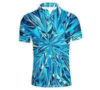 HUGS IDEA Classic Men's Jersery Sport Shirt Abstract Art Blue T-Shirt Short Sleeves Casual Tees