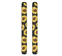 HUGS IDEA Classical Sunflower Floral Cabinet Refrigerator Door Handle Cover, Vivid Flower Oven Dishwasher Handles Decor Keep Your Appliance Clean