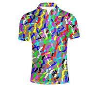 HUGS IDEA Colorful Design Personalized Men's Regular Fit Jersery Sport Shirt Summer Hipster Short Sleeves T-Shirt Tee Tops