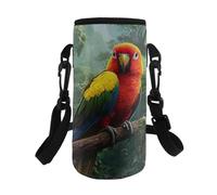 HUGS IDEA Colorful Parrot Water Bottle Holder for Boys Dustproof Water Bottle Carrier with Shoulder Strap Shockproof Bottles Storage for Outdoor Travel