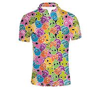 HUGS IDEA Colorful Skull Men's Short Sleeves Polos Shirt Sport T-Shirt Tops