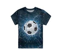 HUGS IDEA Comfortable Soft Kids Tees Shirts, Football Splash Water Printed Summer Short Sleeves Pullovers Tops 7 to 8