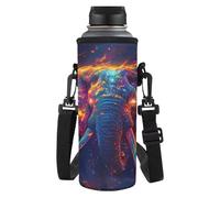 HUGS IDEA Cool Elephant Water Bottle Sleeve for Kids Lightweight Water Bottle Carrier with Adjustable Strap Shockproof Crossbody Holder Bag for Cycling Walking Washable