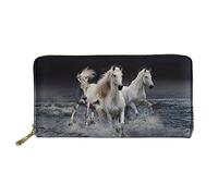 HUGS IDEA Cool Horse Print Ladies Long Purse Leather Waterproof Clutch Bag Cash Storage Purse