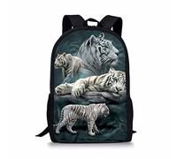 HUGS IDEA Cool Tiger Printed Lightweight Backpack for School Kids Bookbag Shoulder Bag for Teen Boys