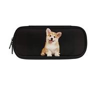 HUGS IDEA Corgi Puppy Large Capacity Pencil Case with Multi Compartments Pencil Bag for Adults Teens Office School Suppies Stationery Organizer Pencil Case