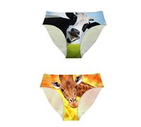 HUGS IDEA Cute Animal Print Sexy Briefs Underwear Women Comfort Seamless Panties 2 Pack M
