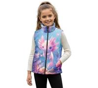 HUGS IDEA Cute Axolotl Vest for Toddler Girls Size 9-10 Zip Up Fleece Vest Jacket with Pockets Warm Salamander Stand Up Collar Sleeveless Vests Lightweight Waistcoat for Kids
