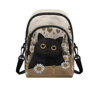 HUGS IDEA Cute Black Cat Crossbody Purse for Women Lightweight Bucket Bag with Shoulder Strap Vintage Women Shoulder Purse for Travel Messenger Bag Large Cell Phone Bags