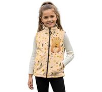 HUGS IDEA Cute Capybara Warm Vest for Girls 2T Cute Kids Fleece Vests with Pockets Sunflower Stand Up Collar Sleeveless Coat Lightweight Zip Up Outerwear for Fall Winter