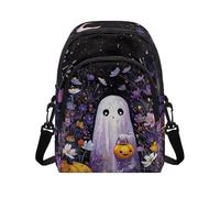 HUGS IDEA Cute Ghost Crossbody Bag for Women Halloween Crossbody Purse with Zipper Pockets Lightweight Shoulder Handbag for Lady Work Double Layer Purses and Handbags