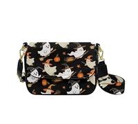 HUGS IDEA Cute Ghost Crossbody Bag for Women Leather Shoulder Handbag with Guitar Strap Vintage Cross Body Purse for Lady Fashion Travel Gothic Wallet