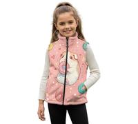 HUGS IDEA Cute Guinea Pig Vest for Toddler Girls Size 9-10 Kawaii Fleece Jacket Vest with Pockets Zip Up Warm Sleeveless Coat for Kids Cozy Stand Collar Winter Jackets