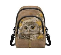 HUGS IDEA Cute Owl Crossbody Purse for Women Retro Crossbody Handbag for Lady Work Large Capacity Shoulder Bag with Multiple Pockets Lightweight Satchel Purses with Adjustable Strap