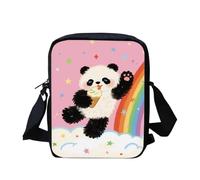 HUGS IDEA Cute Panda Messenger Bag for Kids Rainbow Crossbody Purse for Girls Durable Zipper Sling Bag with Adjustable Strap Xmas Gifts for Children