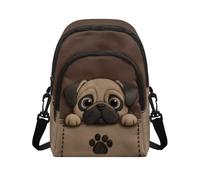 HUGS IDEA Cute Pug Crossbody Bags for Women Dog Print Shoulder Handbag with Adjustable Strap Double Layer Purses and Handbags Large Capacity Cell Phone Bag for Lady Work