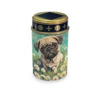 HUGS IDEA Cute Pug Solar Light for Graves Daisy Waterproof Cemetery Decor with ABS Construction Solar-Powered Memorial Lighting for Garden, Yard & Religious Sites