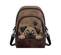 HUGS IDEA Cute Pug Women's Shoulder Handbags Dog Paw Crossbody Purse for Lady Large Size Sling Bags with Zipper Pockets Lightweight Satchel Bag for Women Travel