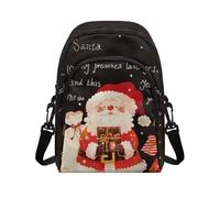 HUGS IDEA Cute Santa Claus Satchel Bag for Women Christmas Crossbody Purse with Zipper Pocket Large Soft Shoulder Hobo Bag Vintage Tote Handbag Double Layer Purses and Handbags