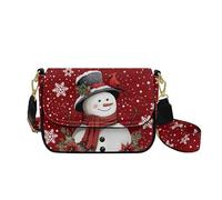 HUGS IDEA Cute Snowman Crossbody Purse for Women Christmas Hobo Handbag for Lady Leather Shoulder Bag with Wide Strap Trendy Satchel Purse for Work Travel Wallet