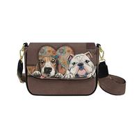HUGS IDEA Dachshund Crossbody Handbag for Women French Bulldog Leather Shoulder Purse Fashion Satchel Bag for Lady with Multiple Pockets Large Capacity Travel Wallet