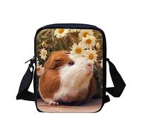 HUGS IDEA Daisy Flower Guinea Pig Kids Mini Crossbody Bag for School Travel Teen Boys Girls Sling Messenger Bag