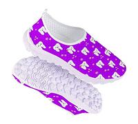 HUGS IDEA Dentist Purple Ultra Light Memory Foam Mesh Sneaker Breathable Slip On Lightweight Sports Athletic Running Shoe UK 2.5
