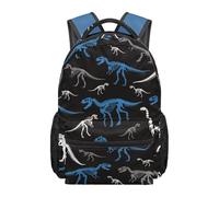 HUGS IDEA Dino Skeletons School Bag for Kids 17 Inch Lightweight Backpack with Laptop Compartment Multi-Compartment Rucksack for Elementary Students Bookbag for School Hiking