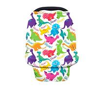 HUGS IDEA Dinosaur Adorable Cute Animal Triceratops Stegosaurus T-rex Multifunctional Infant Car Seat Canopy,Carseat Canopy, Ultra-Soft & Breathable Fabric, Easily Slips On & Off