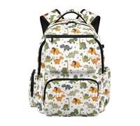 HUGS IDEA Dinosaur Print Kids Backpack for Boys Lightweight School Bookbag Dual Side Pockets Front Zipper Pocket Teen Boys Preschool Backpack Back to School Sports
