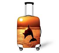 HUGS IDEA Dolphin Novelty Travel Luggage Protectiver Cover Suitcase Dustproof Covers for 26/28/30 Inch Elastic Thicken