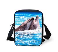 HUGS IDEA Dolphin Print Cute Single Shoulder Cellphone Purse Wallet Travel Bag Kids School Bags