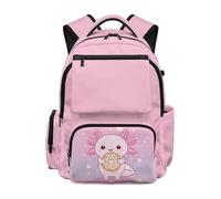 HUGS IDEA Donut Axolotl Toddler Girls Backpack Lightweight Preschool Bookbag Front Pocket Dual Side Pockets Ages 4-6 Back to School Playdate