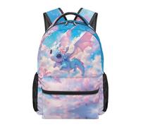 HUGS IDEA Dragon Backpack for Girls Lightweight Large Capacity School Bookbag Multi Compartment 17 Inch Durable Daypack for Kids Elementary Students Travel Trips