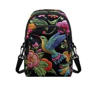 HUGS IDEA Embroidered Hummingbird Crossbody Bag for Women Retro Crossbody Handbags for Lady Lightweight Satchel Purse with Adjustable Strap Portable Cell Phone Shoulder Bags