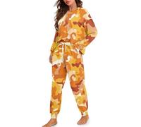 HUGS IDEA Fall Camo Women's Pajama Sets Long Sleeve Sleepwear 2 Piece Outfits Fashion Lounge Sets for Women Autumn Loungewear Cozy Nightwear with Pants
