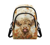 HUGS IDEA Fall Cattle Crossbody Purse for Women Autumn Harvest Shoulder Bag for Lady Work Lightweight Crossbody Handbag with Zipper Pockets Large Size Wallet with Adjustable Strap
