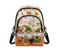 HUGS IDEA Fall Dwarf Print Crossbody Purse for Women Autumn Crossbody Handbags for Outdoor Travel Lightweight Sling Bag for Women Work Double Layer Cell Phone Bags for Lady