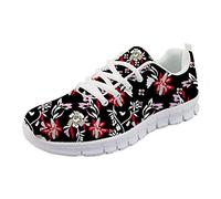 HUGS IDEA Fashion Floral Flower Outdoor Walking Shoes Running Training Jogging Loafers Sneaker Lace Up