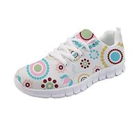 HUGS IDEA Fashion Fresh Cute Mandala Art Design Geometric Simple Flower Floral Lightweight Foam Flats Sport Running Shoes Fitness Jogging Footwear