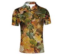 HUGS IDEA Fashion Men's Jersey Sport Shirts Summer Breathable Short Sleeves Geometry Print T-Shirt Tee Tops