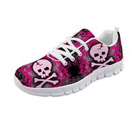 HUGS IDEA Fashion Punk Skull Classical Sneakers Sport Shoes, Dead Skull Cross Bone Cool Trainers Running Shoe Daily Shoe